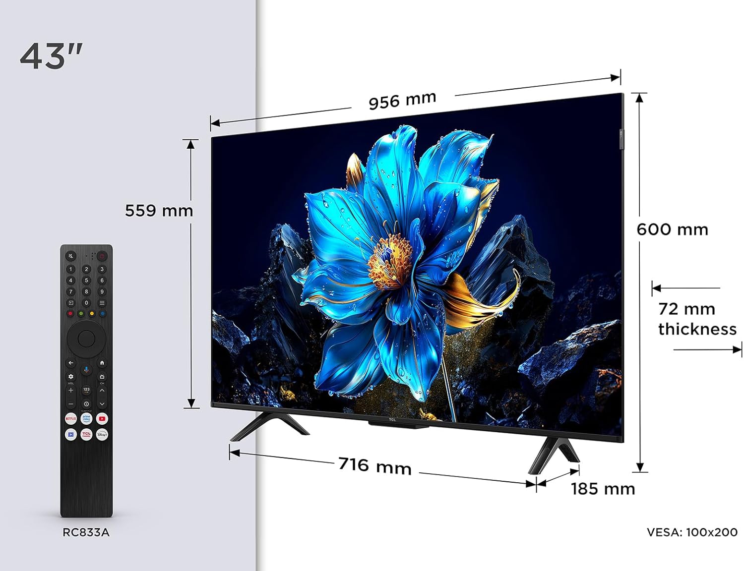 �������� 43 ���� TCL 43P7K QLED 4K SMART Android