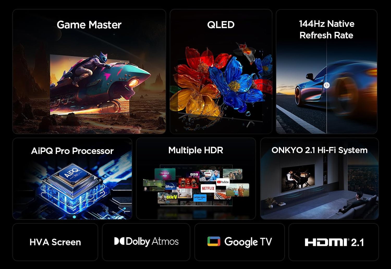 �������� 65 ���� TCL 65P8K QLED 4K SMART Android AI TV