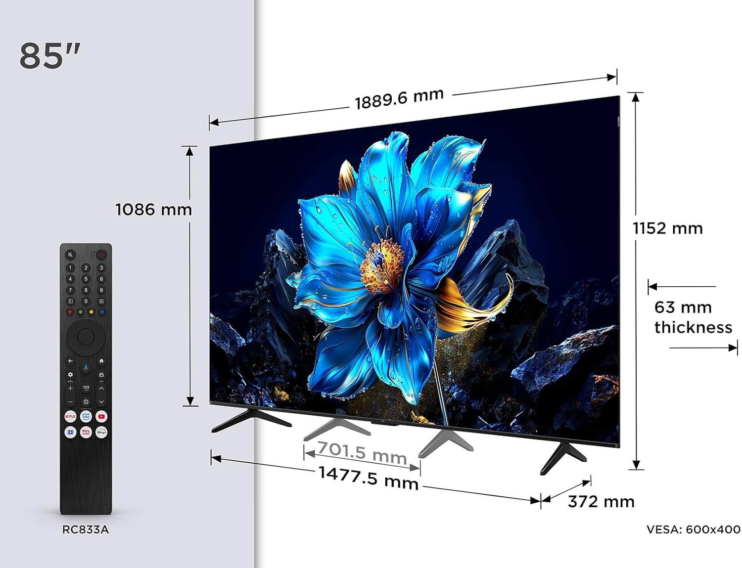 �������� 85 ���� TCL 85P7K QLED 4K SMART Android