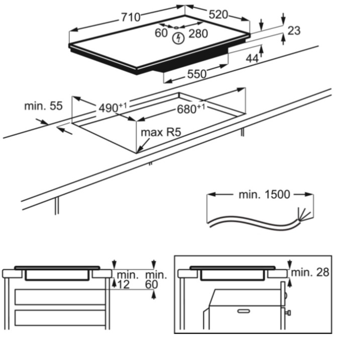 ������ ��������� 70 �"� MAXISENSE� PURE BLACK AEG ��� IPE74541FB