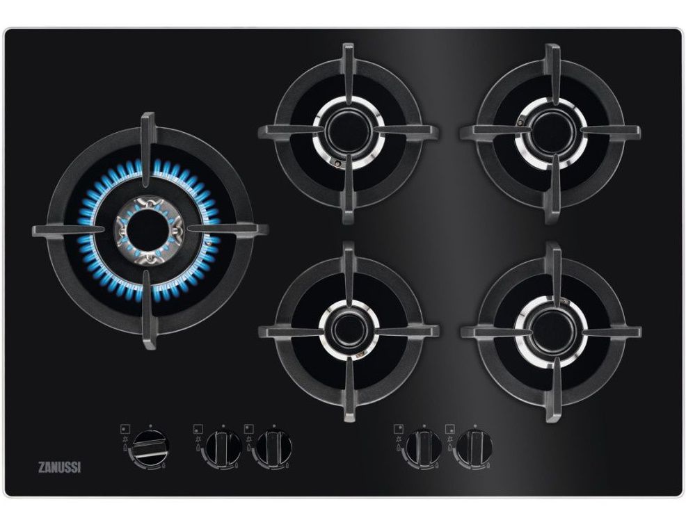 כיריים גז 5 להבות זכוכית שחורה Zanussi ZGO78530BA GOG 60 כיריים גז 5 להבות זכוכית שחורה Zanussi ZGO78530BA GOG 60